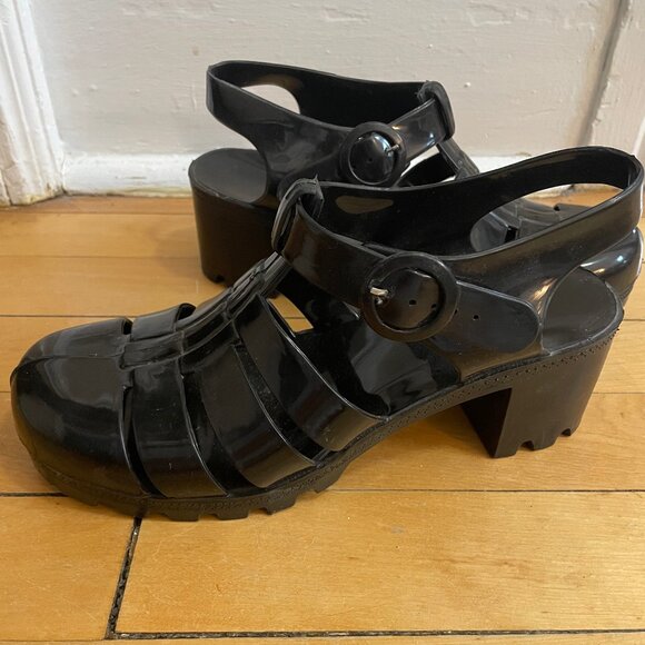 US-Made Black Jelly Sandals - Picture 7 of 7